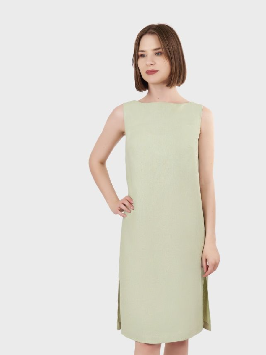 картинка Платье Вдохновение лаймовый крем магазина шелковой одежды и аксессуаров