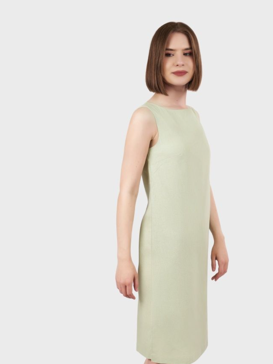 картинка Платье Вдохновение лаймовый крем магазина шелковой одежды и аксессуаров
