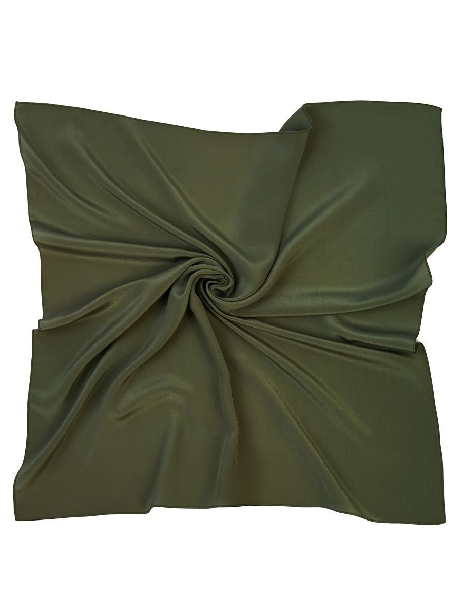 картинка Платок оливковый зеленый 66*66 см магазина шелковой одежды и аксессуаров